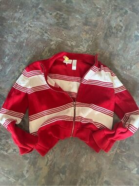 Liz Claiborne Sport Red Knit Zip-Front Sweater